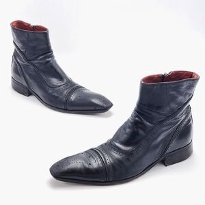 Jo Ghost Vintage HTF Semi-Brogue Leather Ankle Boots Black Men's Size 40 EU